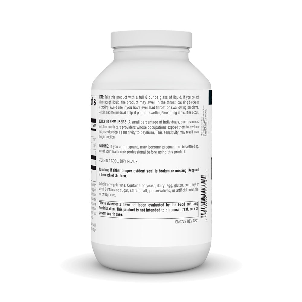 Nutrition facts panel for Psyllium Husk Powder 12 oz