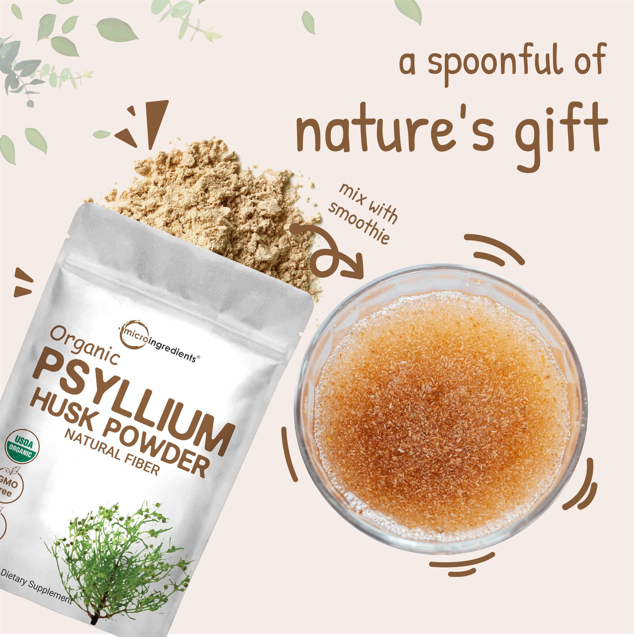 Approximately 181 servings of unflavored psyllium powder