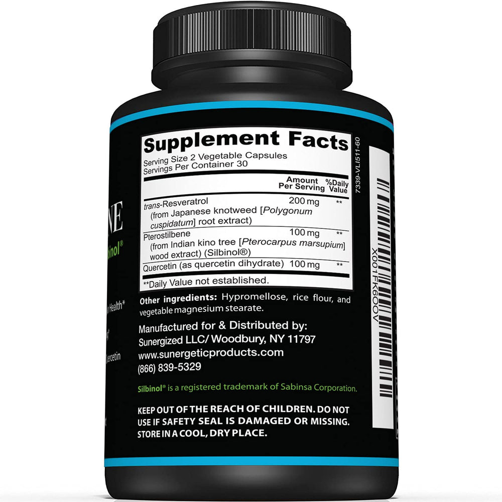 Pterostilbene with Resveratrol and Quercetin blend label