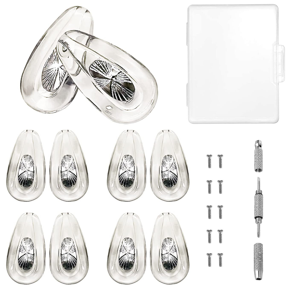 PTSLKHN eyeglass nose pads kit in silver with air-chamber design – 5 pairs