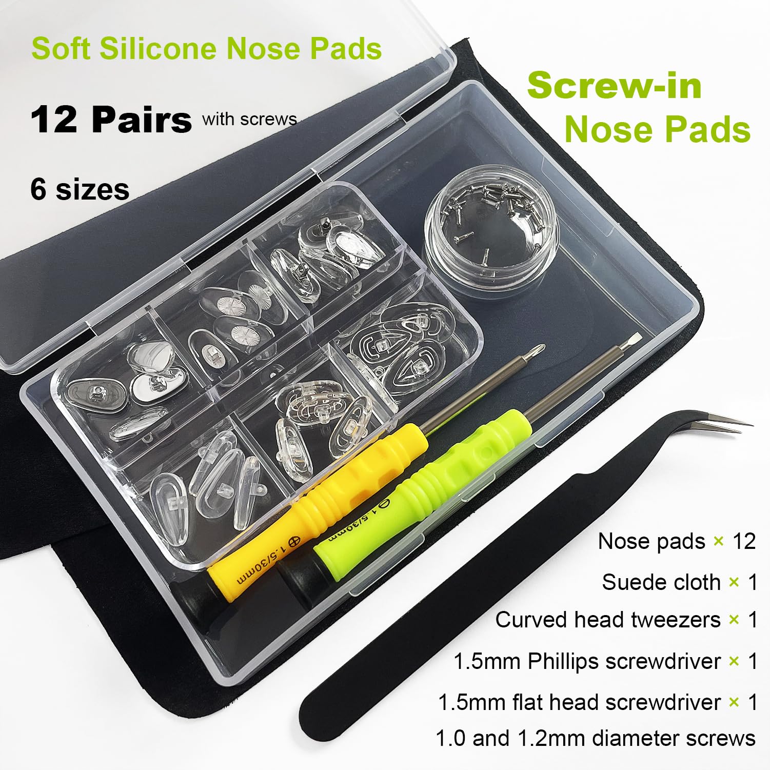 Universal screws included for secure fit on most glasses
