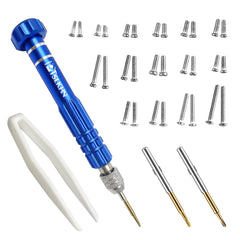 PTSLKHN eye glass repair kit with blue S2 steel screwdriver and 15 screw types