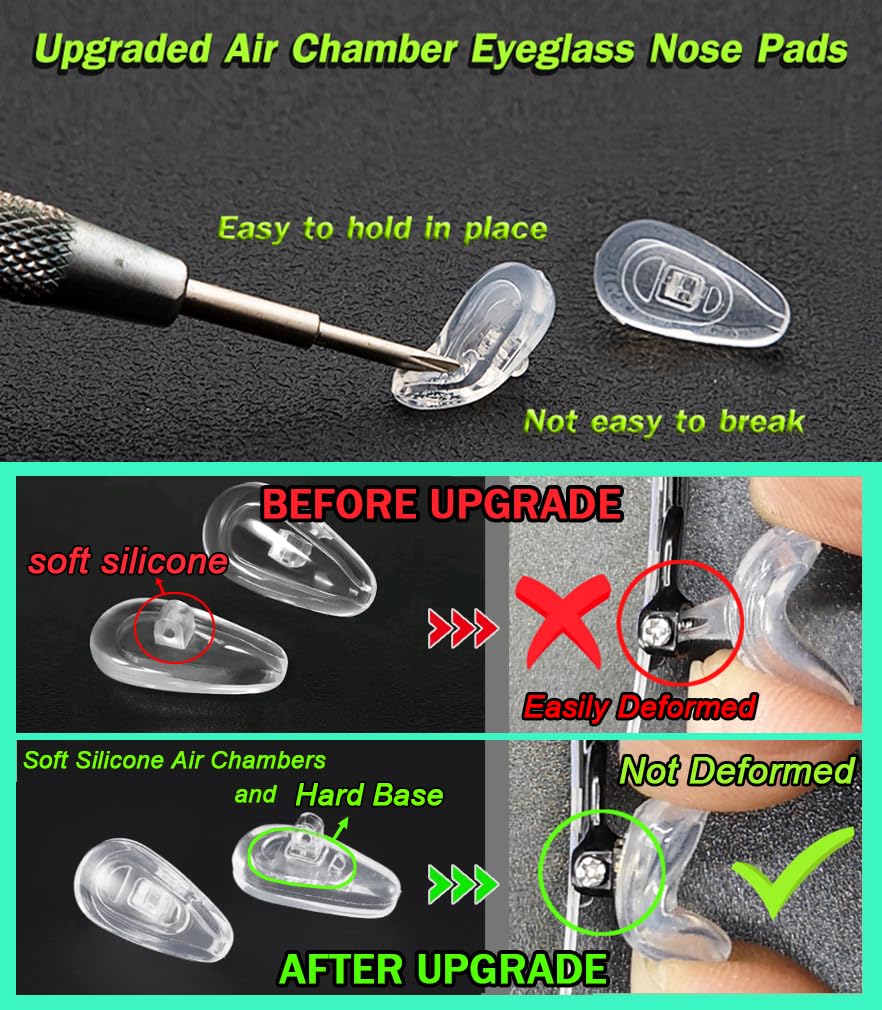 Nose pads with integrated plastic base for stability