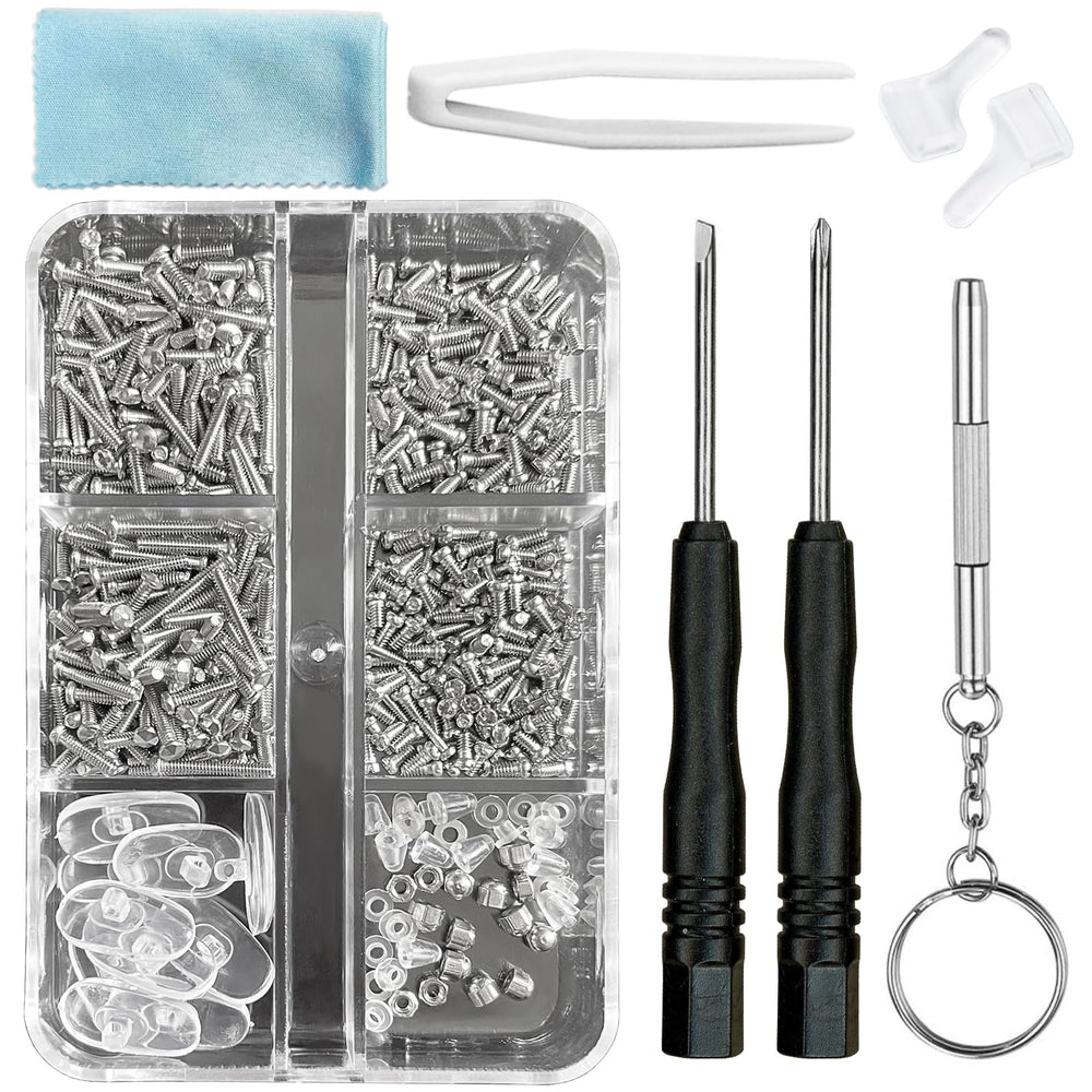PTSLKHN eyeglass repair kit with 15 screw types for frames, hinges and nose pads