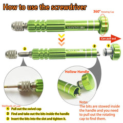 Hollow handle storage revealing two bits inside