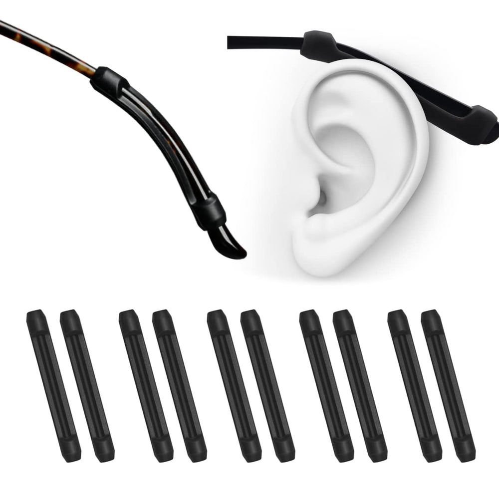 PTSLKHN silicone eyeglass ear cushions (black) – 5 pairs with packaging