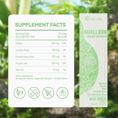Mullein leaves and herbs beside Puffora diffuser pen