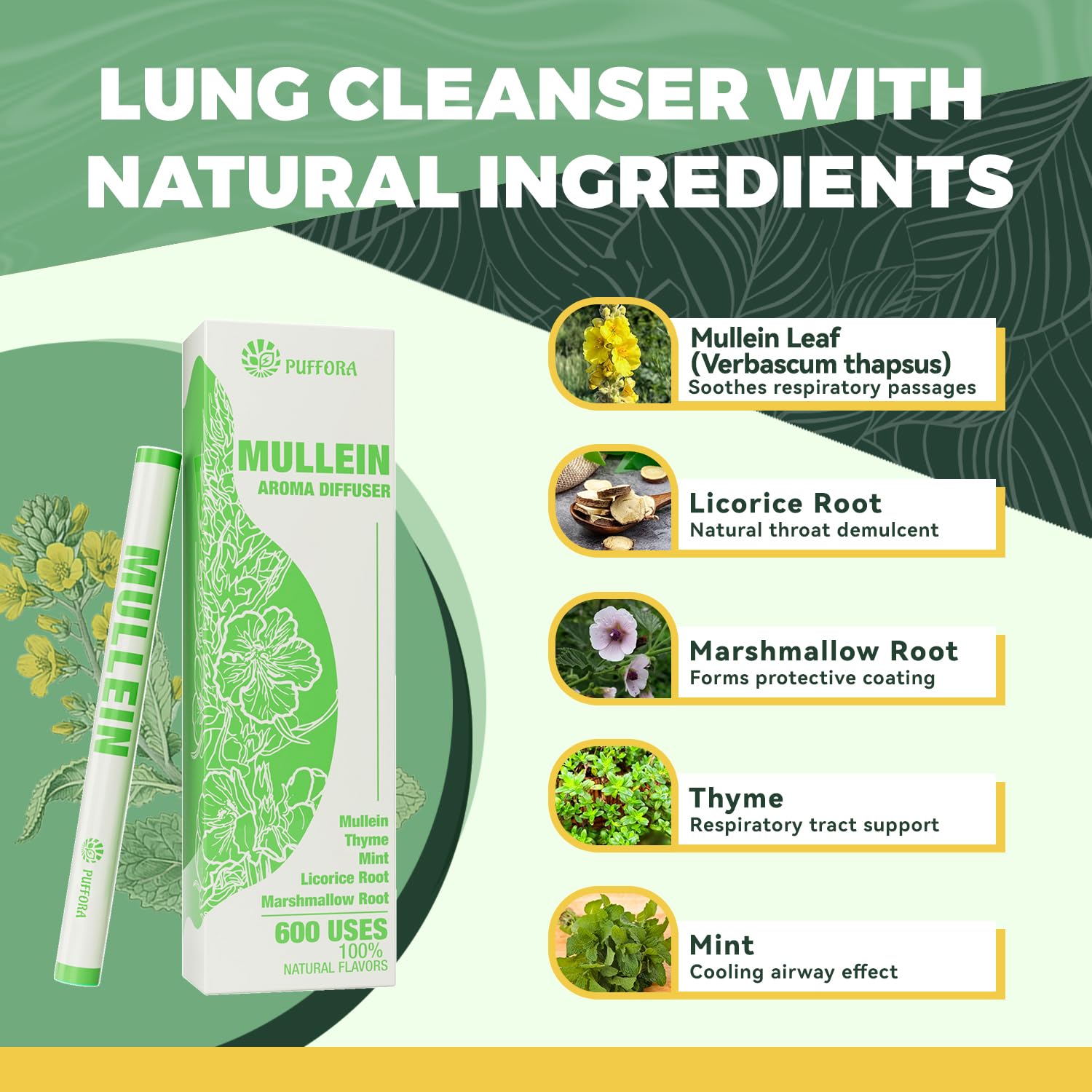 Puffora Diffuser Pen with mint oil imagery