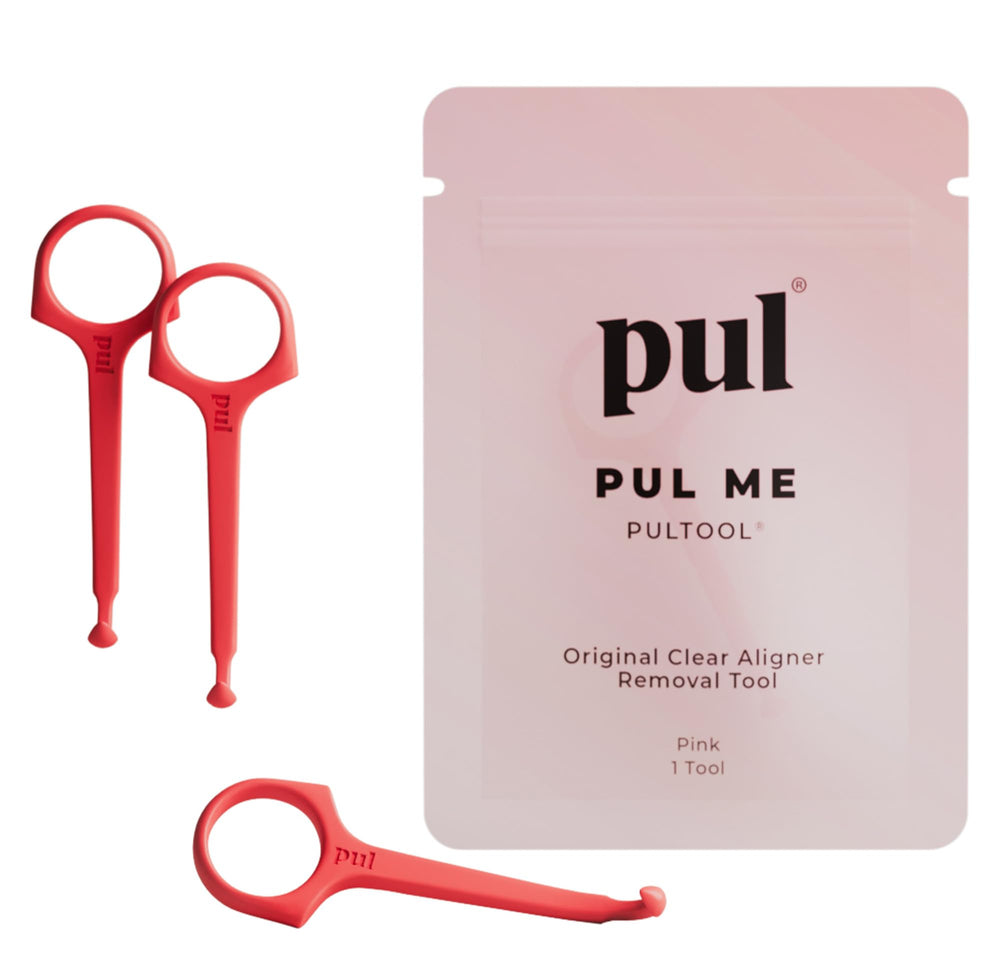 PUL 3-pack reusable clear aligner removal tools in pink - product shot 1
