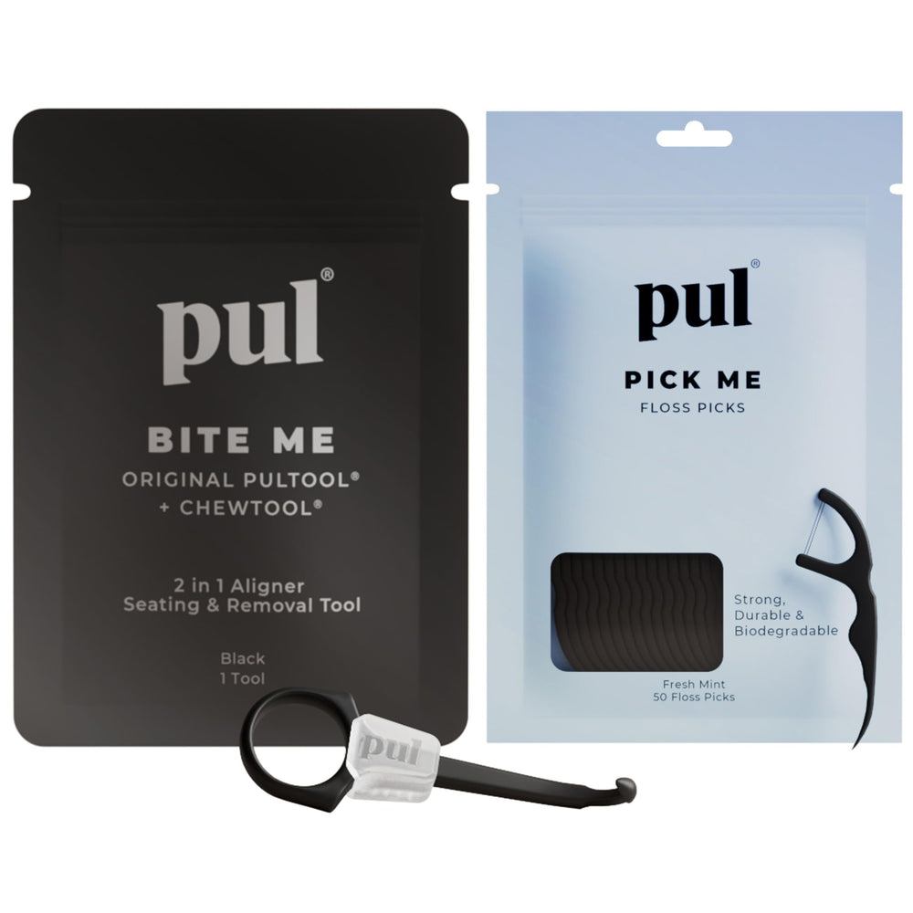 PUL Dental Care Bundle packaging showing 50 mint floss picks