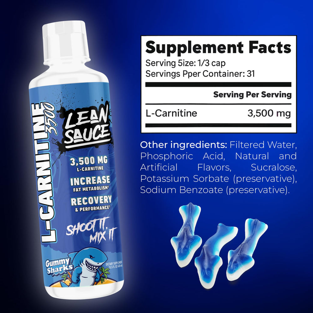 Pump Sauce Lean Sauce Liquid L-Carnitine 3500 pours into a glass for quick absorption energy.