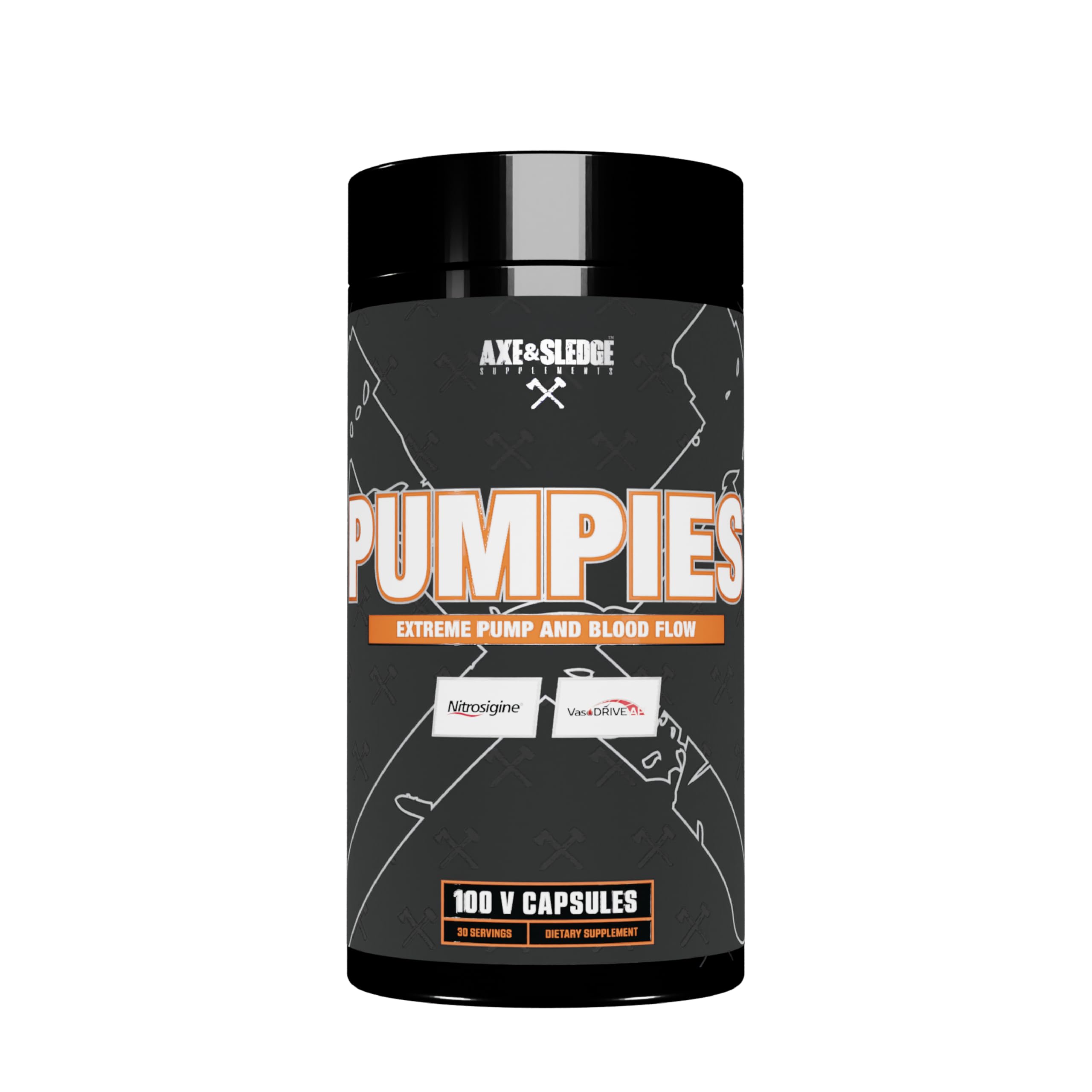 Axe & Sledge PUMPIES Nitric Oxide Booster bottle label