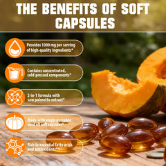 Close-up of organic pumpkin seed oil softgels