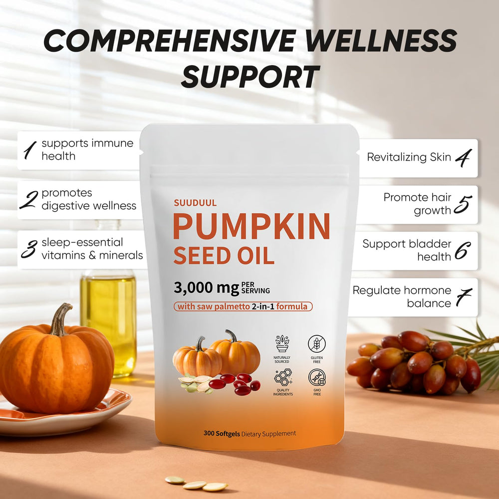 Pumpkin seed oil capsules with saw palmetto extract ingredients