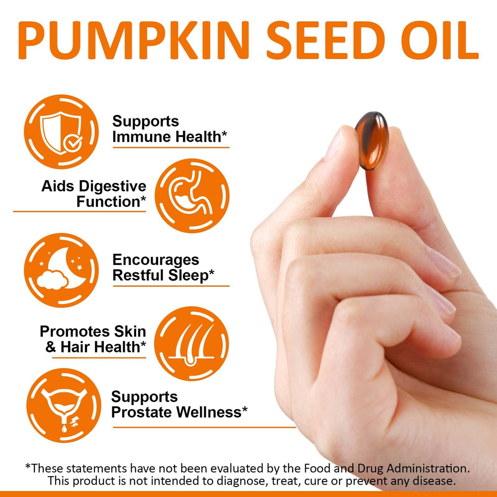 Illustration showing pumpkin seed oil supporting hair growth