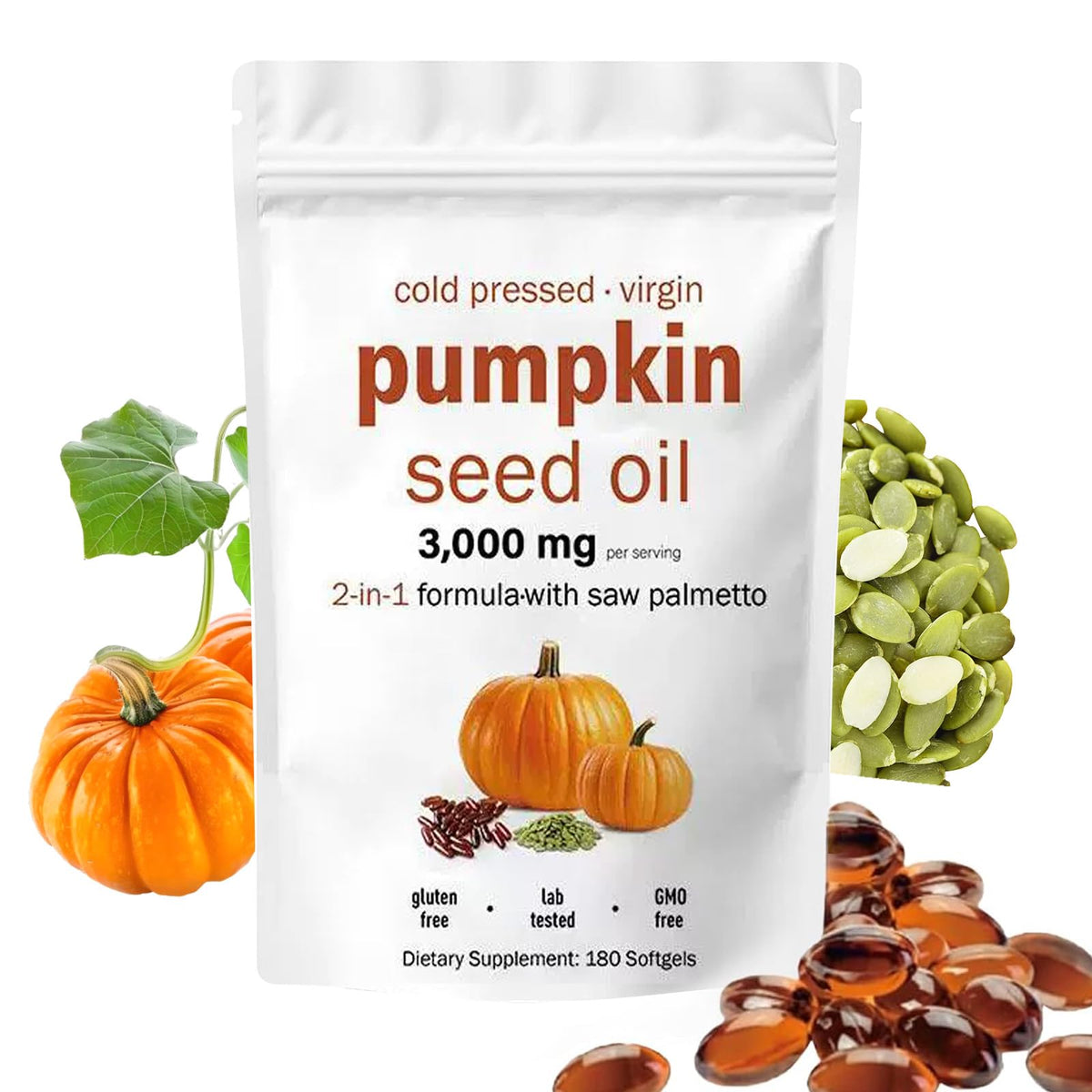 Pumpkin seed oil capsules with saw palmetto – 180 softgels