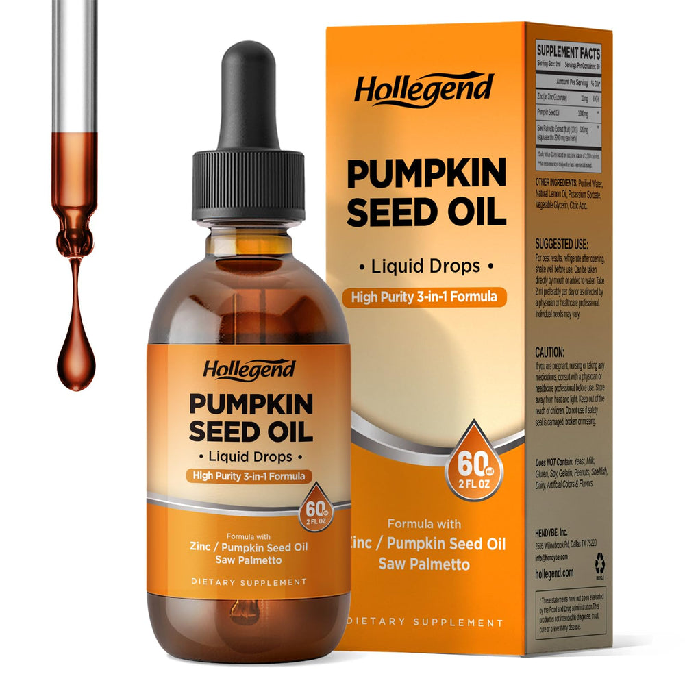 Bottle of pumpkin seed oil drops with lemon flavor