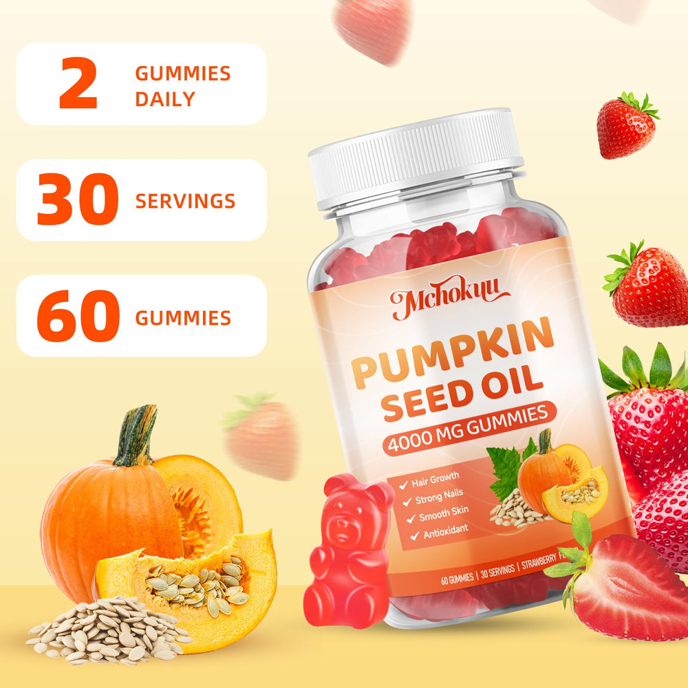 Vegan strawberry-flavored pumpkin seed oil gummies