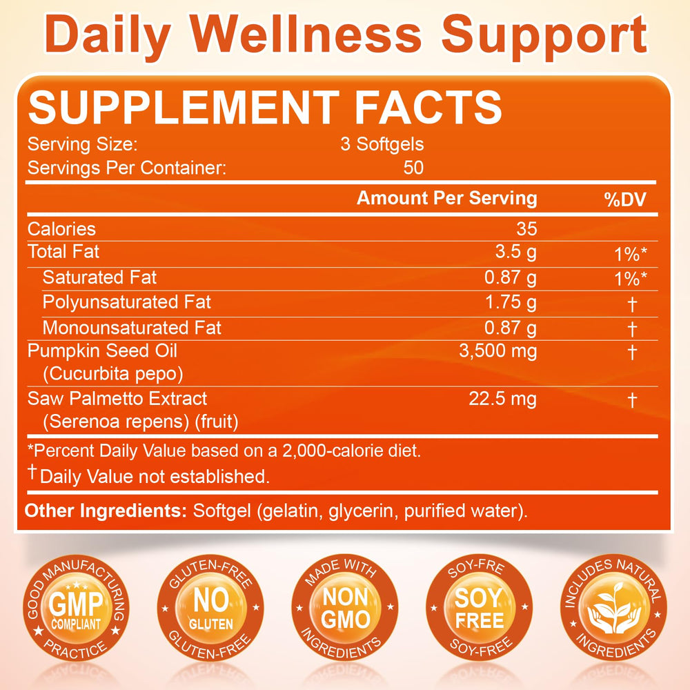 Cold-pressed pumpkin seed oil graphic with bottle