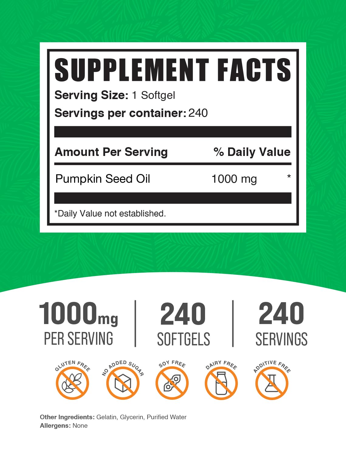 Close-up of Pumpkin Seed Oil Softgels capsules