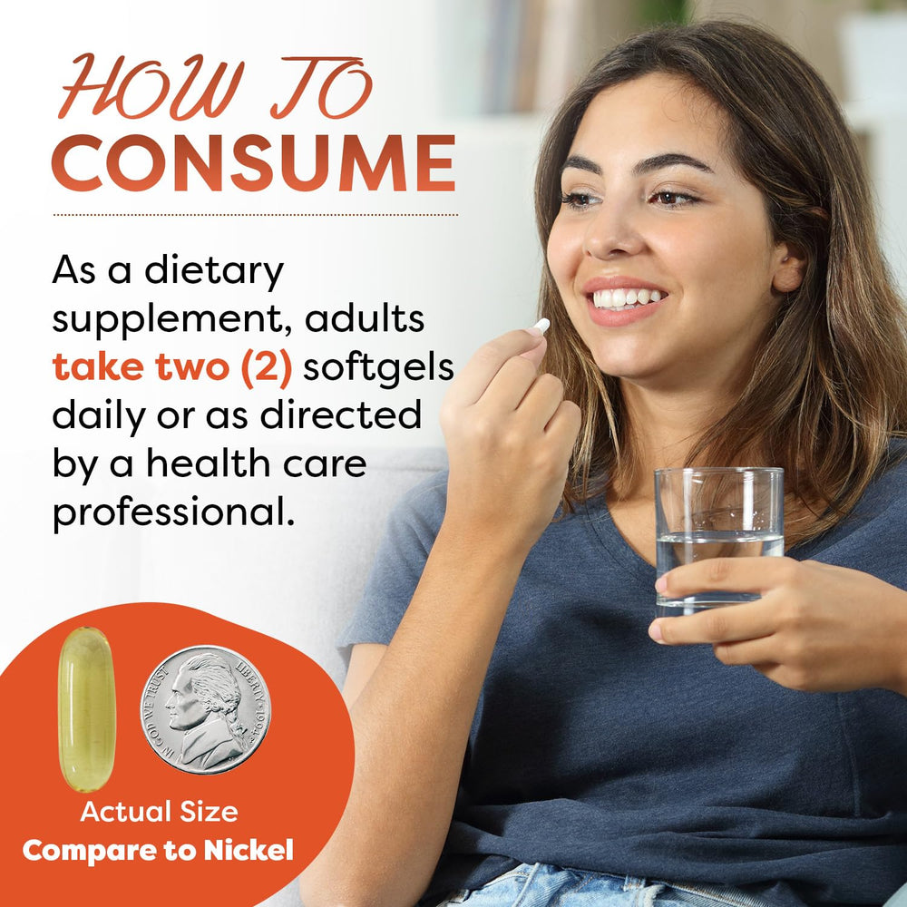 180 softgels per bottle with full bottle top view