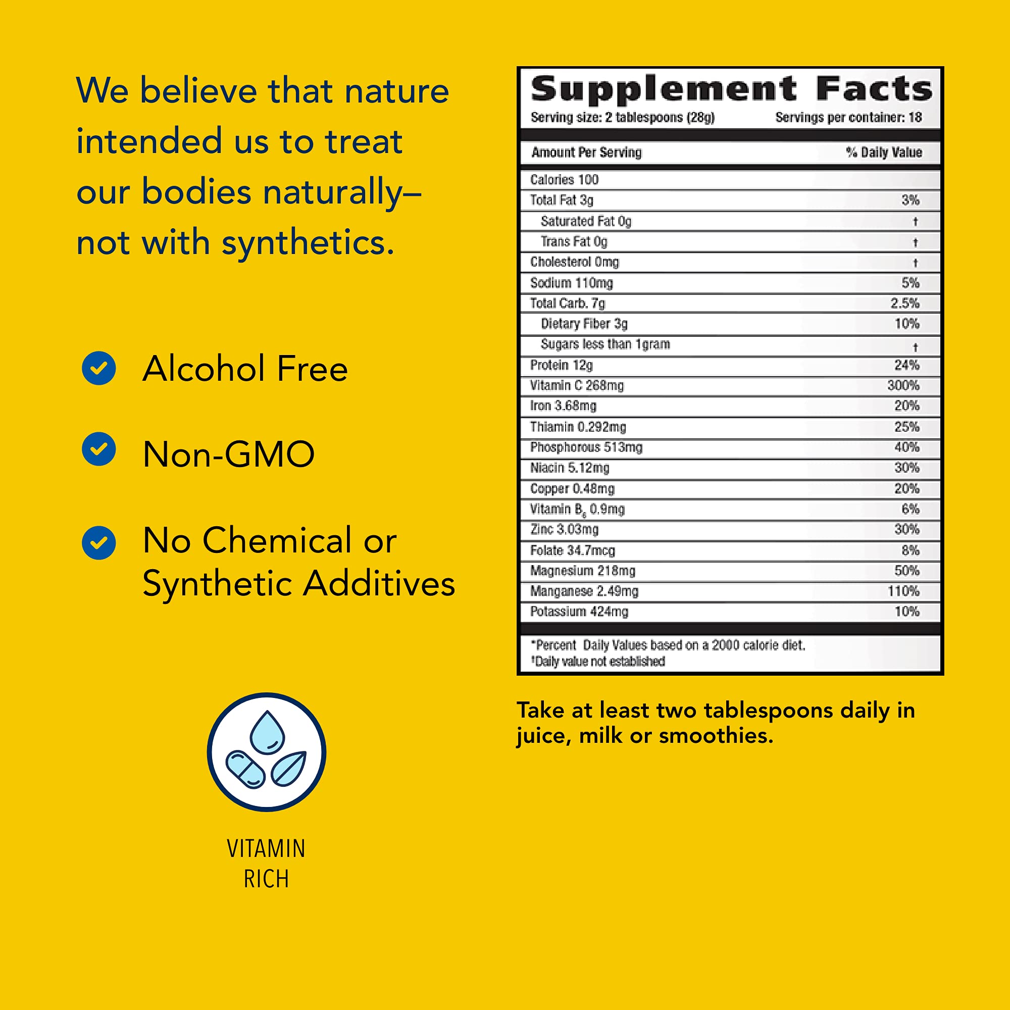 Ingredients: pumpkin seed powder, rice bran, camu camu