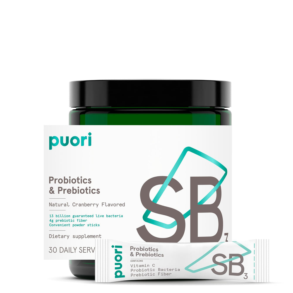 Front view of Puori SB3 Probiotics & Prebiotics bottle