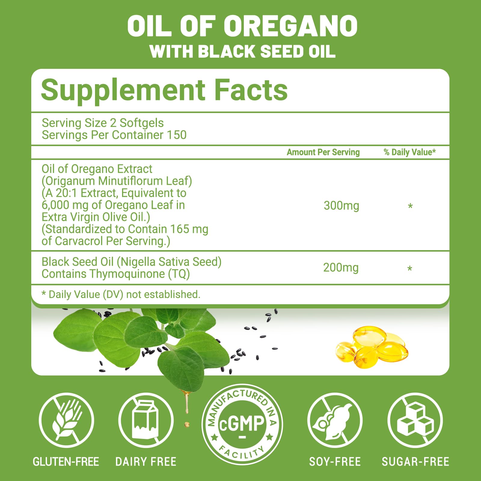 Ingredient label image for Puouoo 2-in-1 oregano oil capsules