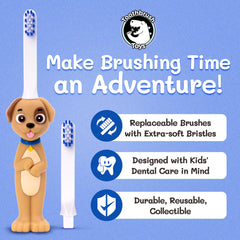 Ergonomic handle designed for small hands on a kids toothbrush