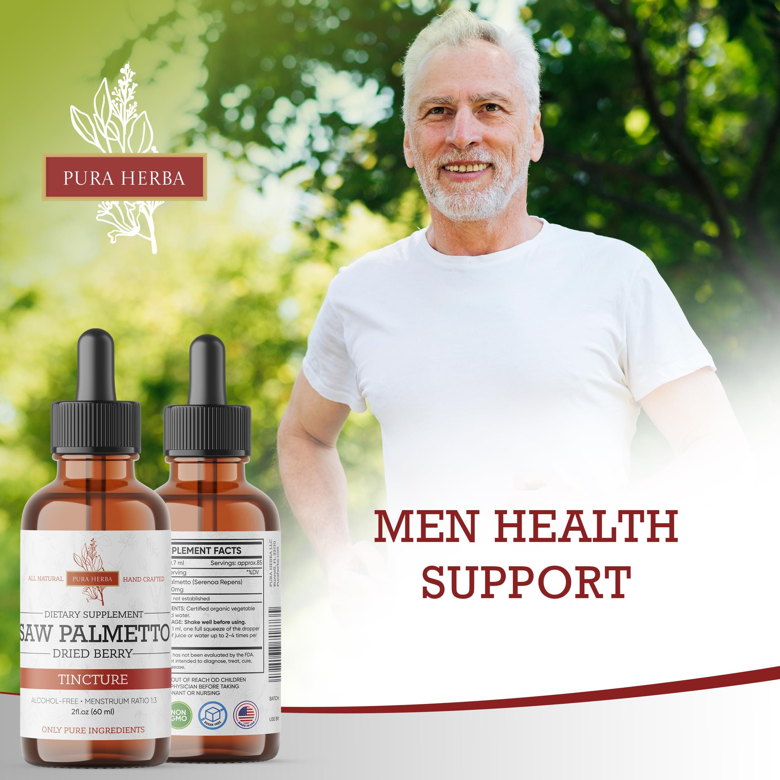 4 oz (120 ml) bottle of Pura Herba Saw Palmetto Tincture