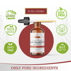 Pura Herba Saw Palmetto Tincture bottle with drops