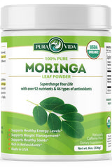 Front view of PURA VIDA Moringa Organic Powder 8 oz