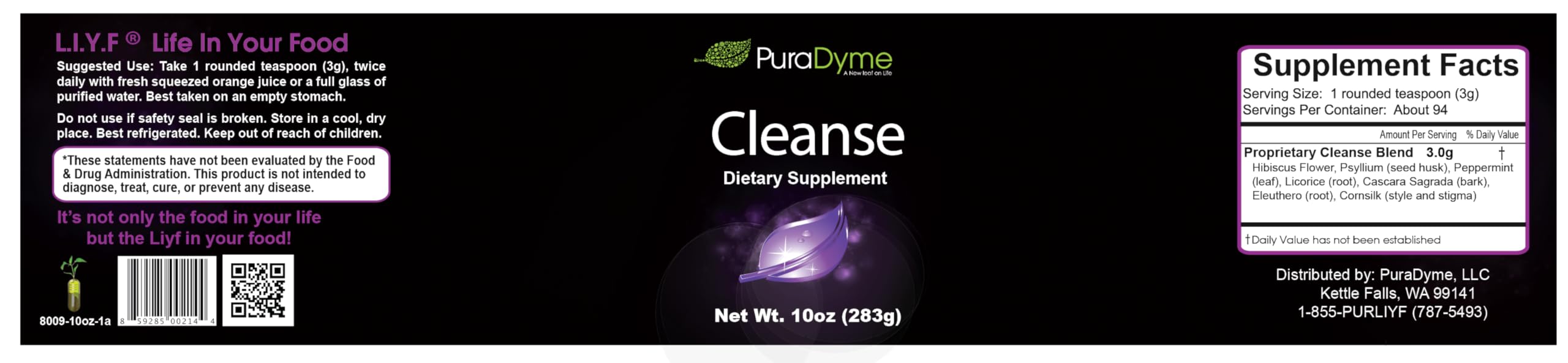 Puradyme Cleanse packaging closeup highlights all natural gluten-free formula for digestive health