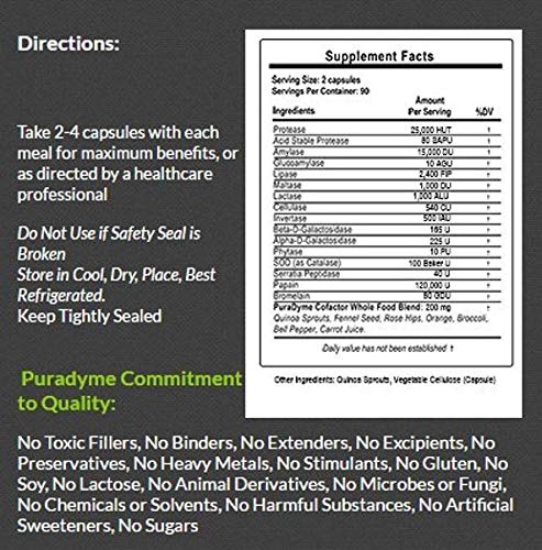 Close up of PuraDyme LiyfZyme plant based digestive enzyme capsules and ingredients