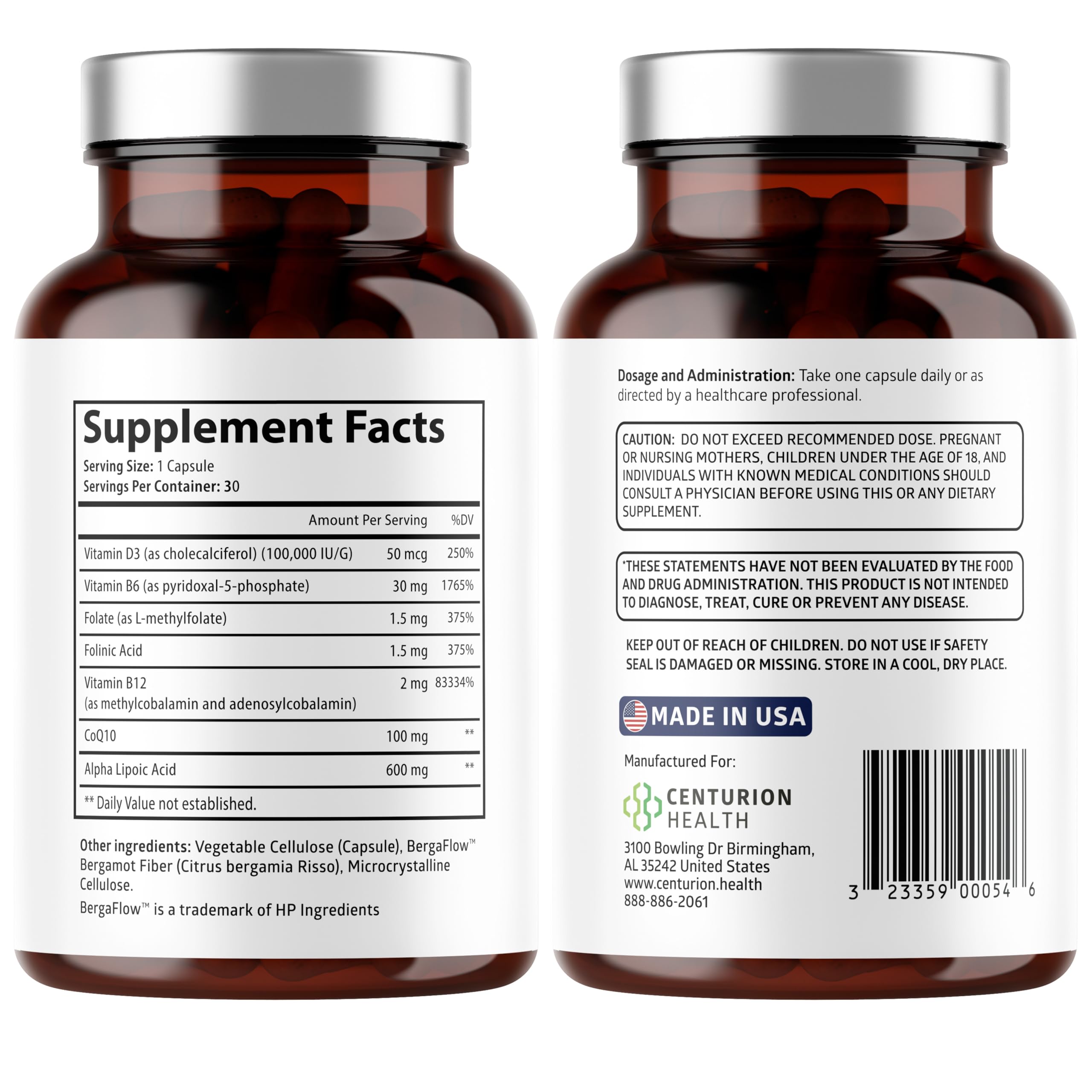 Close-up of Puralor DN label featuring Alpha Lipoic Acid and CoQ10