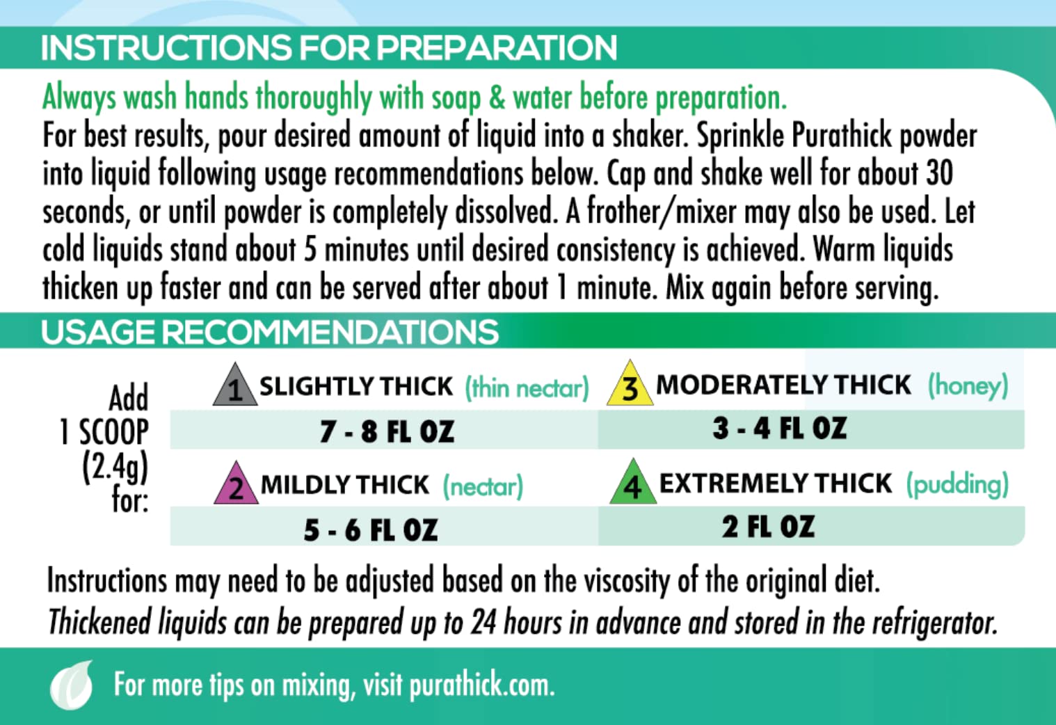 Purathick thickens hot and cold liquids for dysphagia