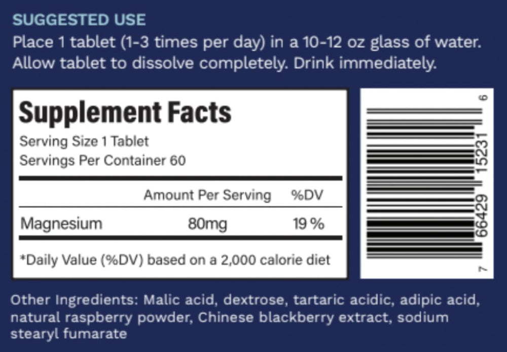 Close-up of raspberry-flavored hydrogen tablet