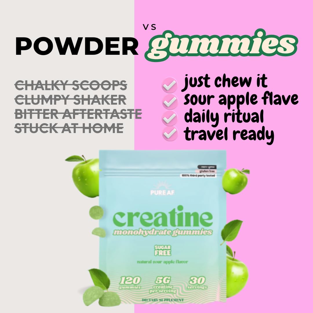 Pure AF Nutra Creatine Gummies enhance strength and performance in gym sessions.