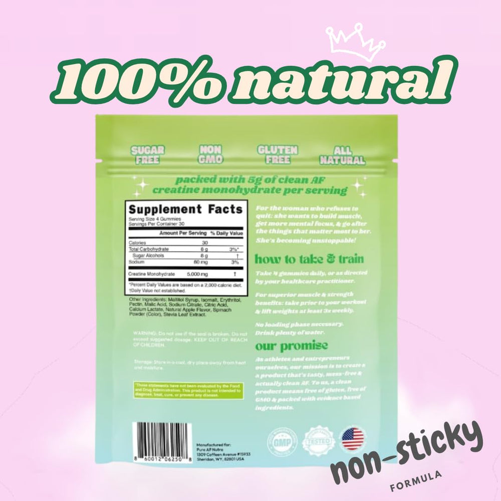 Pure AF Nutra Creatine Gummies sugar-free and vegan-friendly daily option.