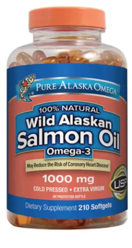 Pure Alaska Omega-3 Wild Alaskan Salmon Oil 1000mg - 210 Softgels Pack of 2