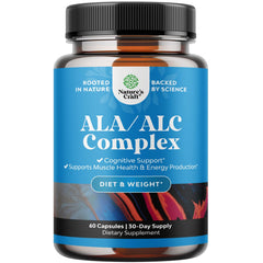 Bottle of Pure Alpha Lipoic Acid supplement with Acetyl L-Carnitine