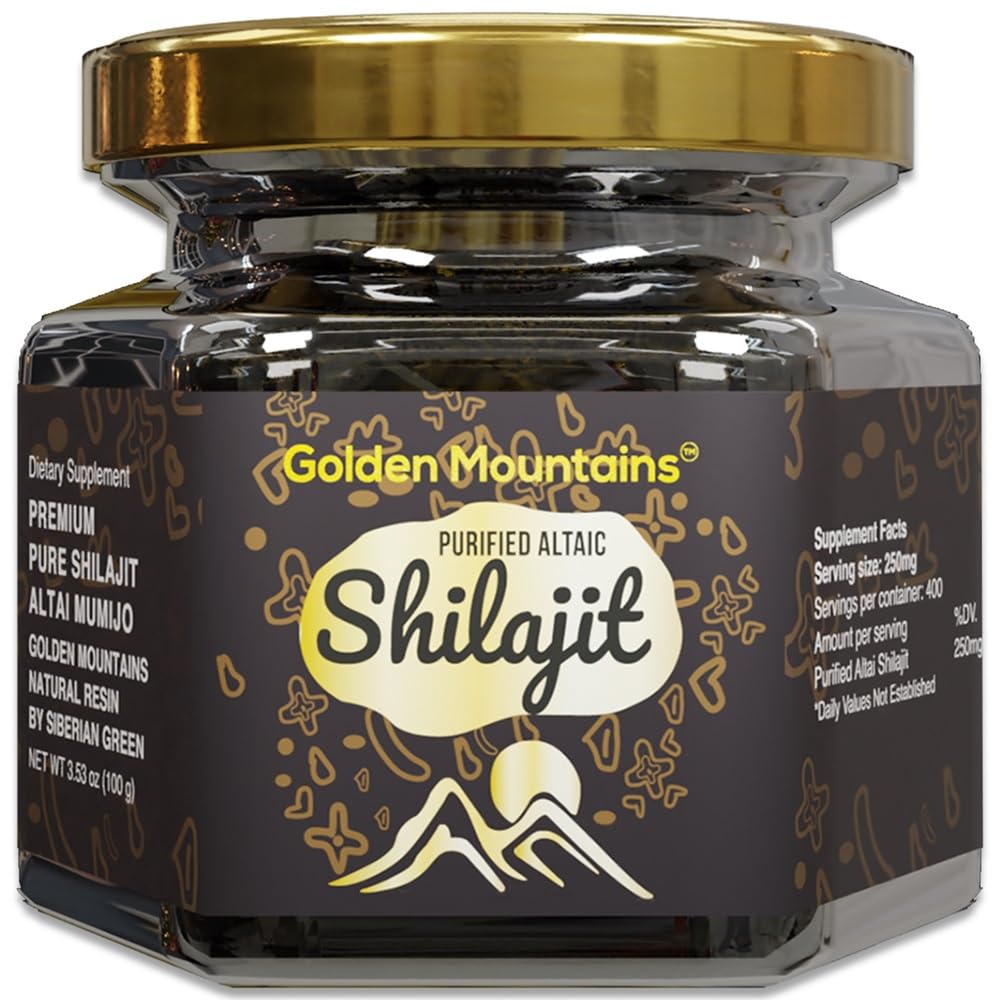 Pure Authentic Siberian Altai Shilajit Resin in 100g with measuring spoon