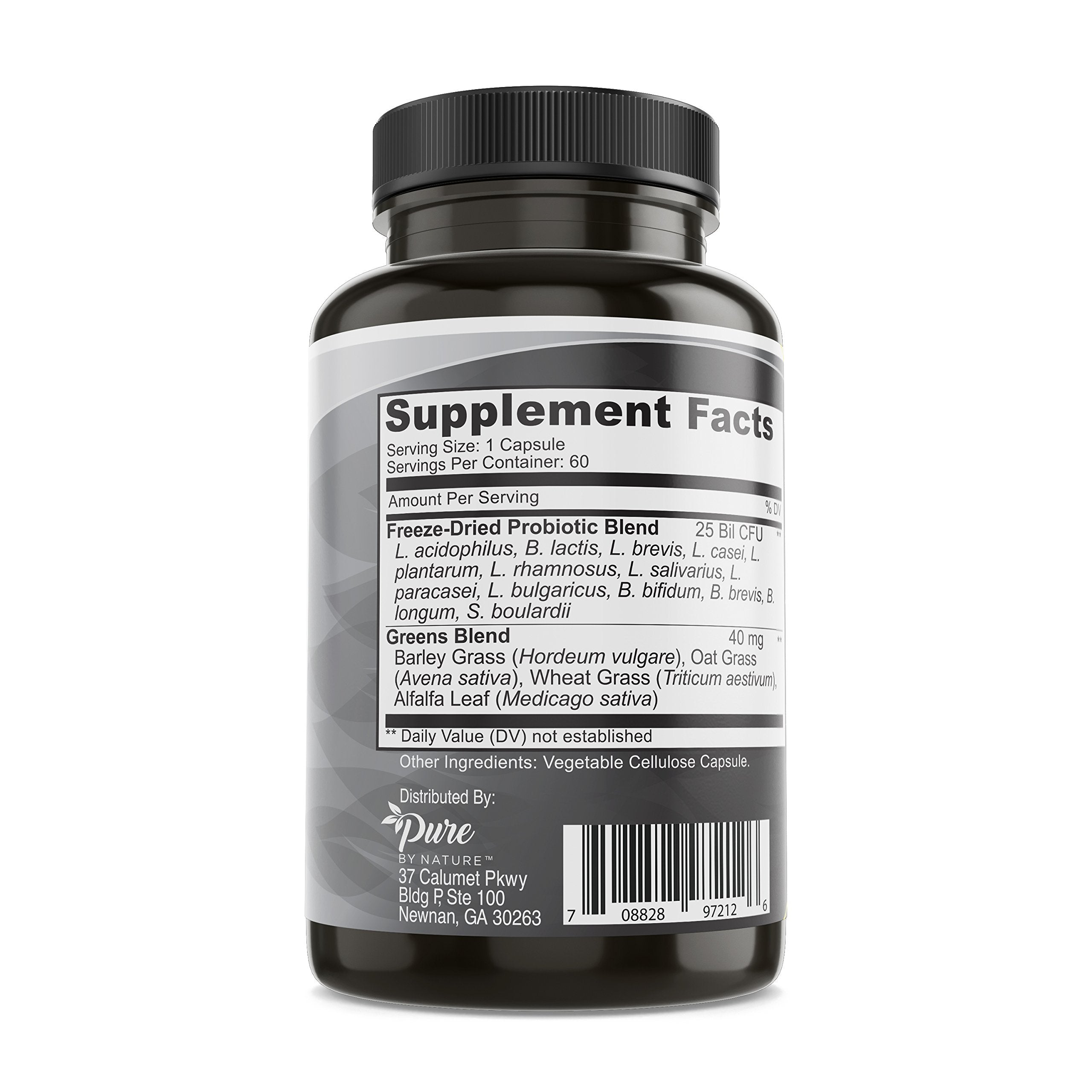 Close-up of probiotic label with 25B CFU and 13 strains