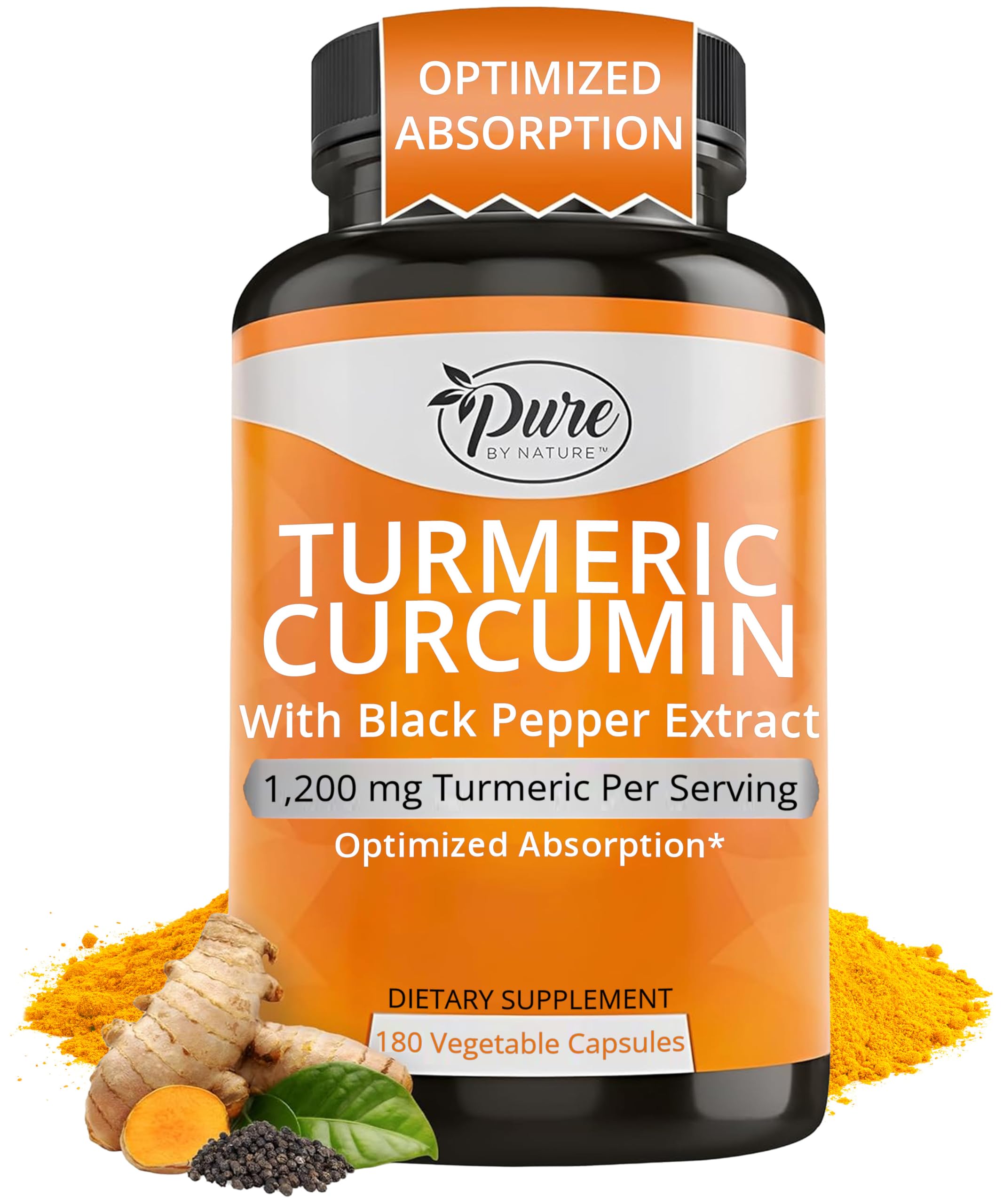 Pure By Nature Turmeric Curcumin bottle with 180 capsules