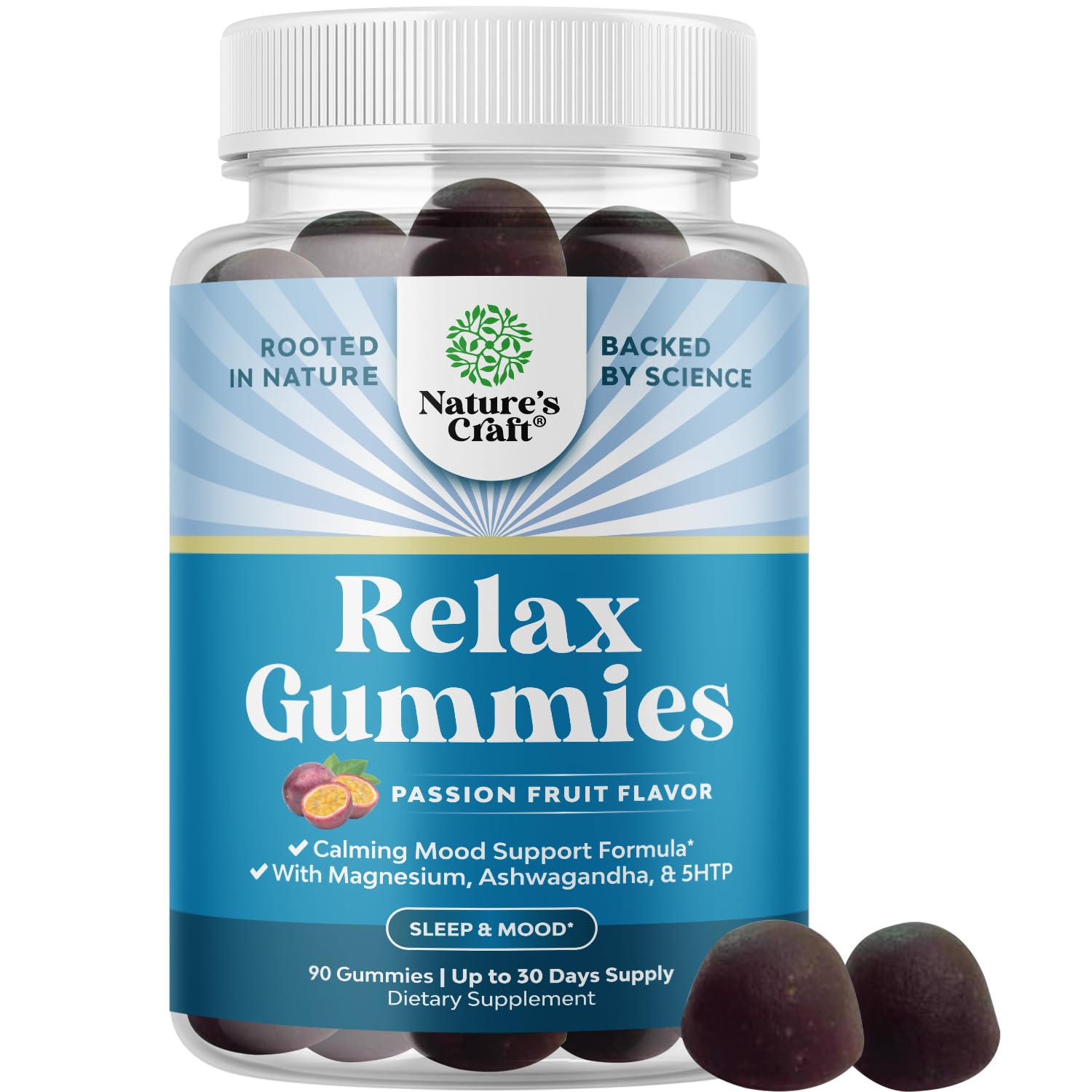 Front view of Pure Calm Magnesium Gummies bottle (90 count)