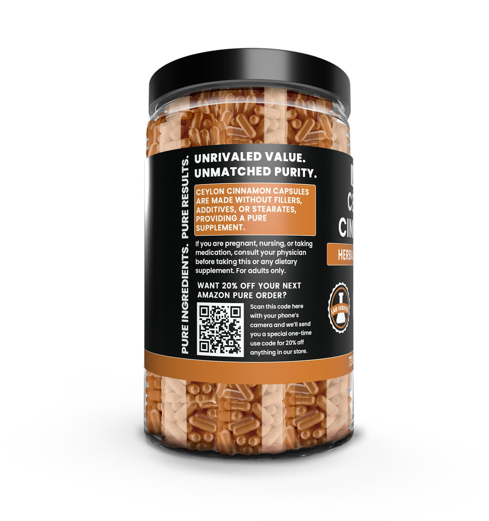 Close-up of single-ingredient cinnamon capsules