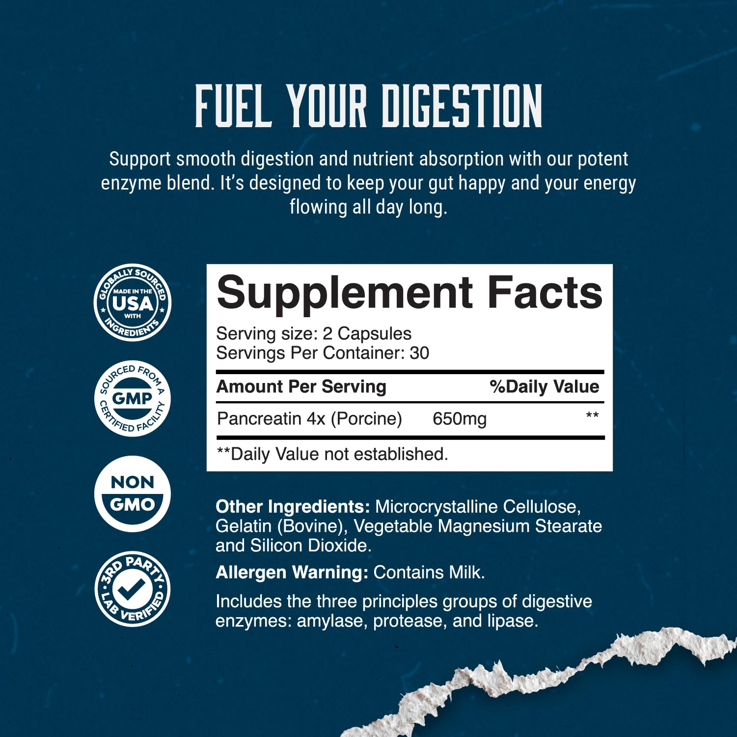 Lipase Amylase Protease supplement ingredients label