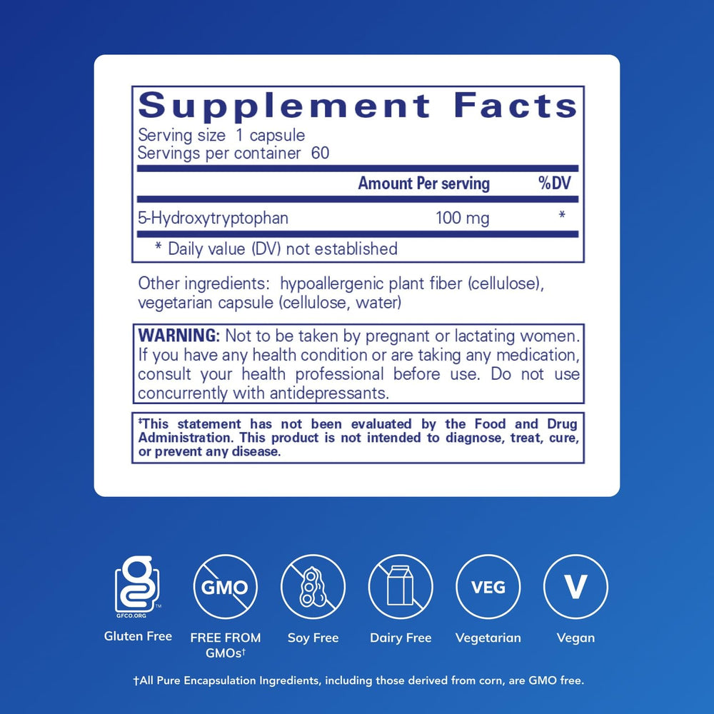 Close-up of 5-HTP bottle label