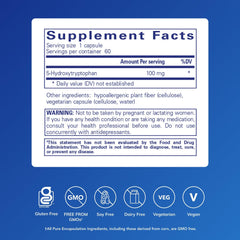 Close-up of 5-HTP bottle label