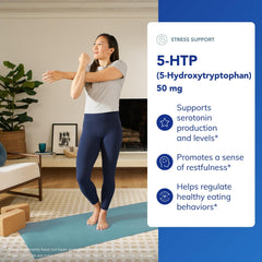 Close-up of 5-HTP 50 mg supplement capsule